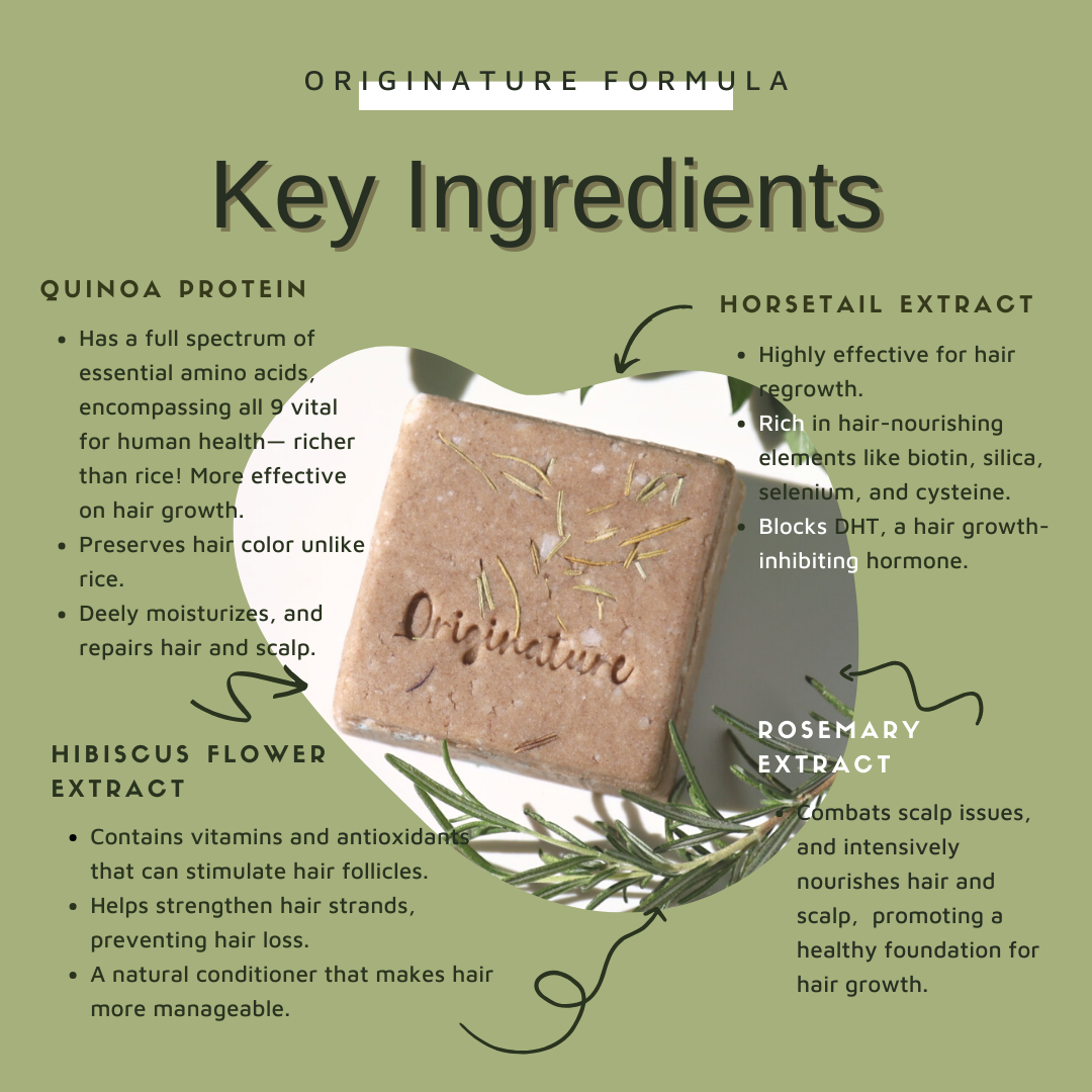 Hair Growth Solid Shampoo -  Rosemary & Quinoa Protein (Better Than Rice Shampoo Bar)