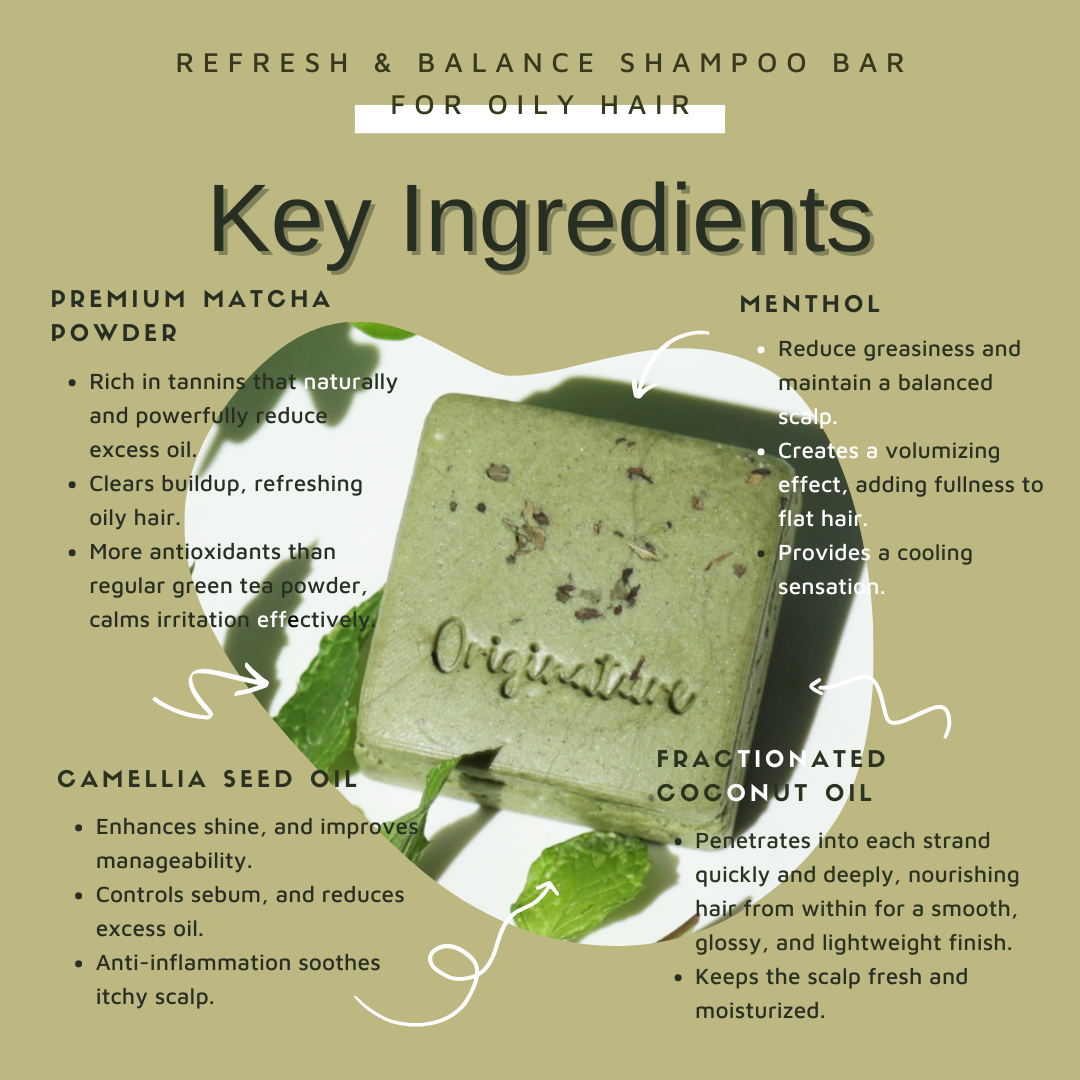 Refresh & Balance Solid Shampoo - Organic Matcha & Peppermint